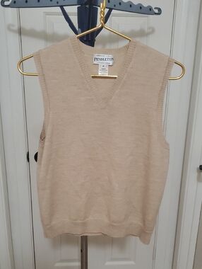 Pendleton Neutral Beige Knit V-Neck Sweater Vest